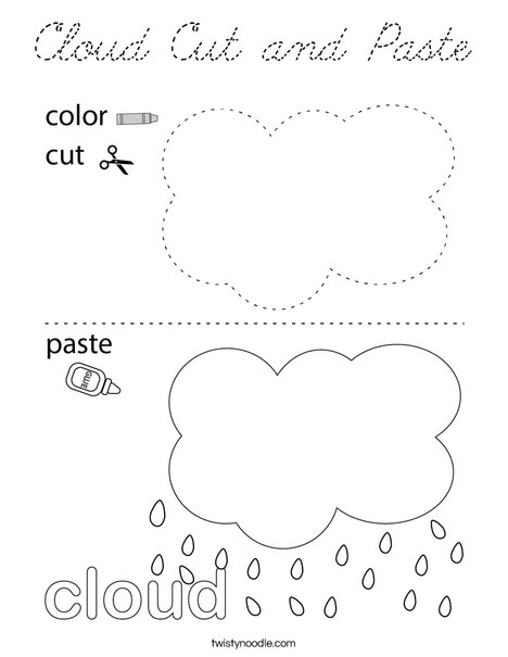 Cloud Cut and Paste Coloring Page