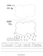 Cloud Cut and Paste Handwriting Sheet