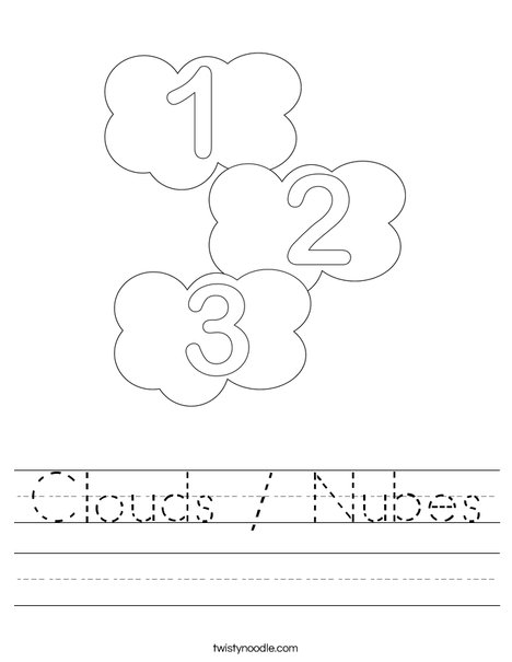 Clouds / Nubes Worksheet - Twisty Noodle