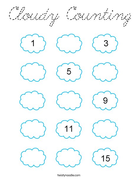 Cloudy Counting Coloring Page