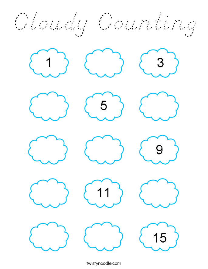 Cloudy Counting Coloring Page