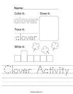 Clover Activity Handwriting Sheet