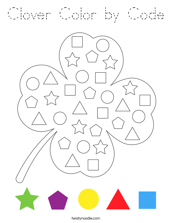 Clover Color by Code Coloring Page