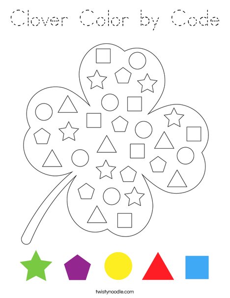 Clover Color by Code Coloring Page