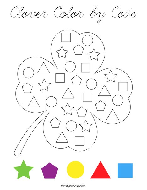 Clover Color by Code Coloring Page