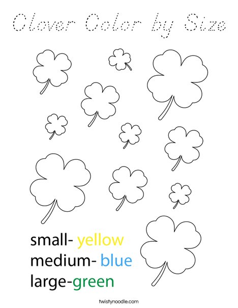 Clover Color by Size Coloring Page