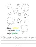Clover Color by Size Worksheet