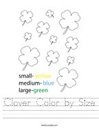 Clover Color by Size Handwriting Sheet