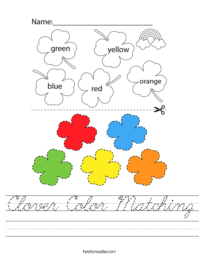 Clover Color Matching Worksheet
