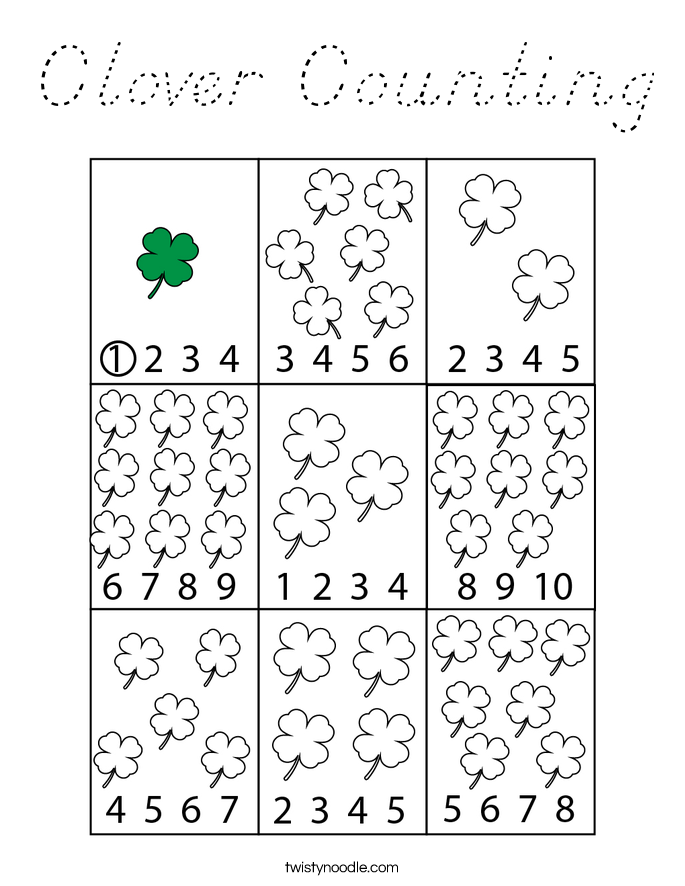 Clover Counting Coloring Page