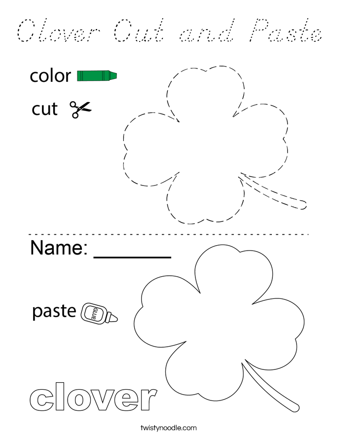 Clover Cut and Paste Coloring Page