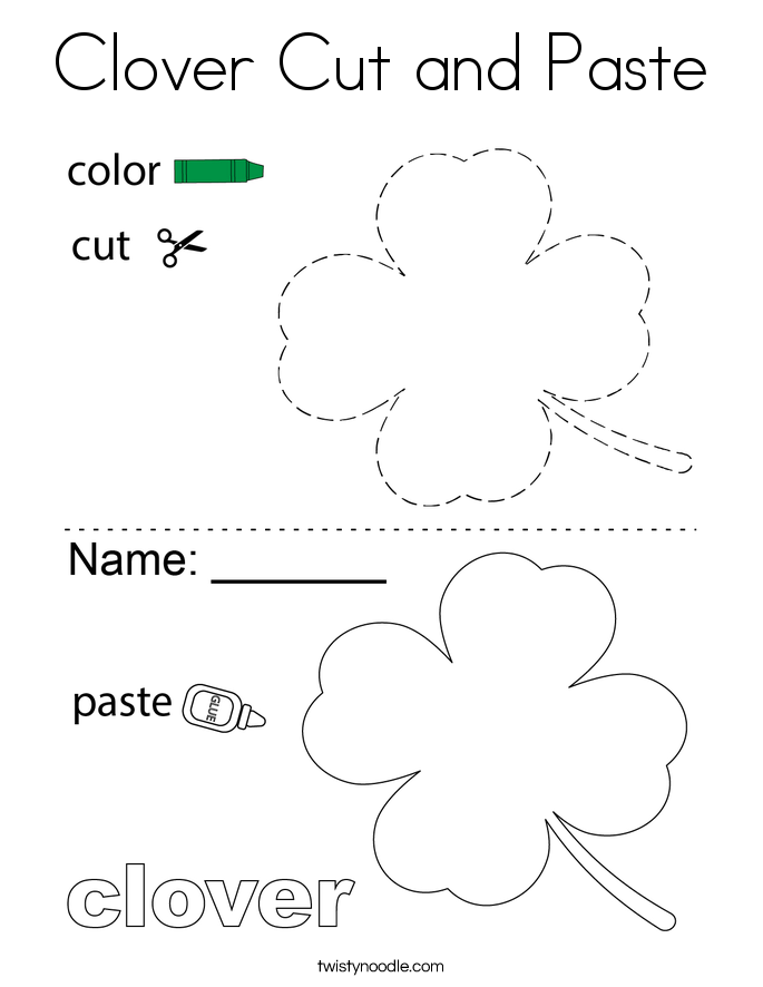 Clover Cut and Paste Coloring Page