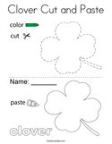 Clover Cut and Paste Coloring Page