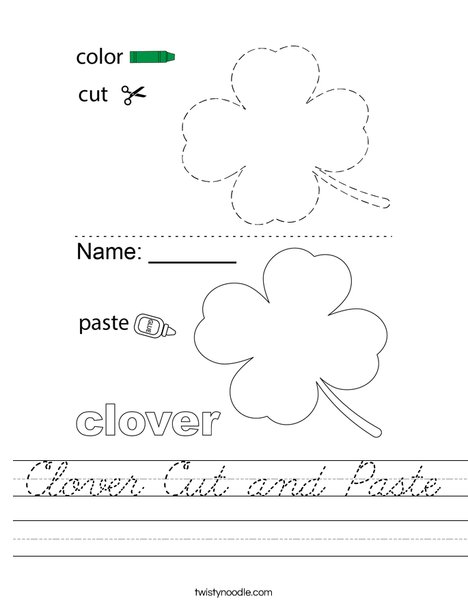 Clover Cutting Practice Worksheet