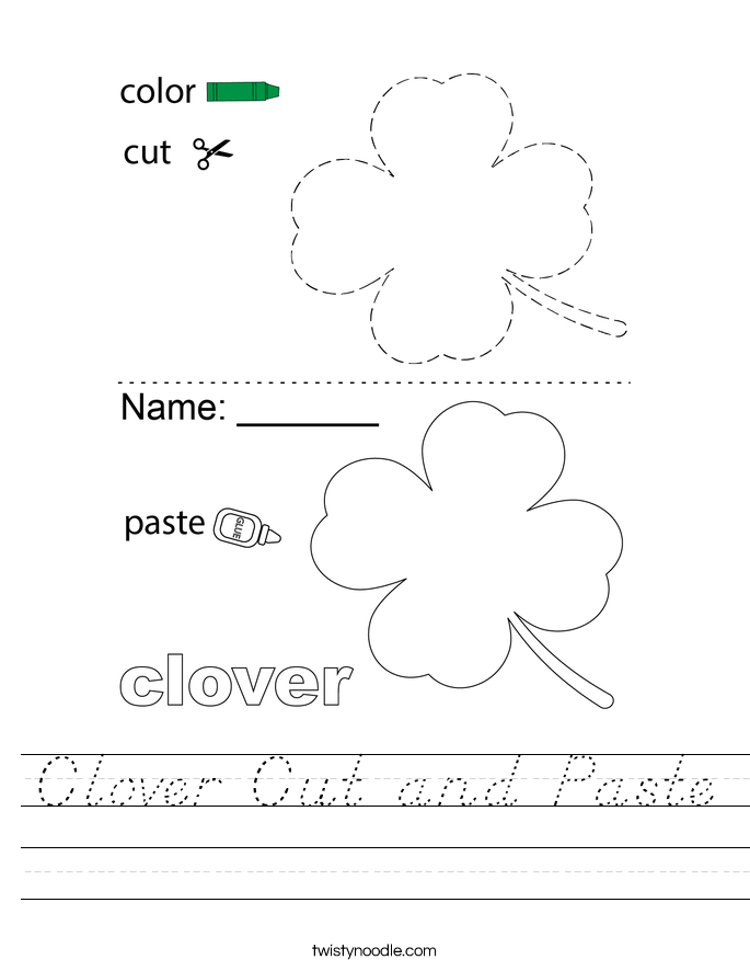 Clover Cut and Paste Worksheet