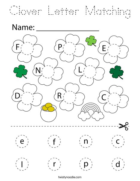 Clover Letter Matching Coloring Page