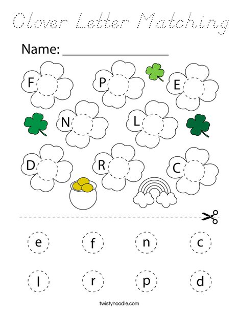 Clover Letter Matching Coloring Page