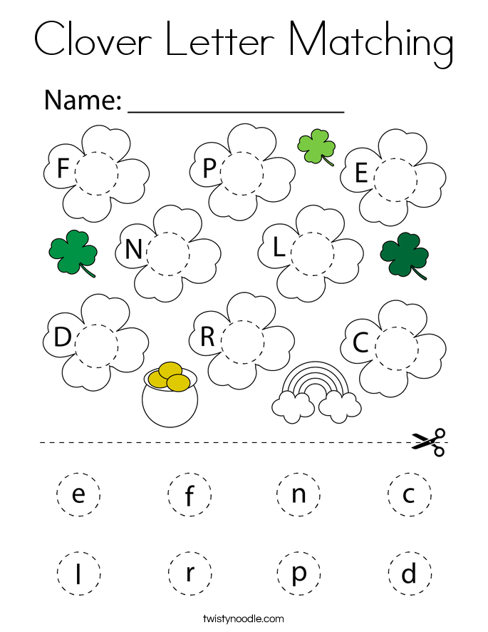 Clover Letter Matching Coloring Page