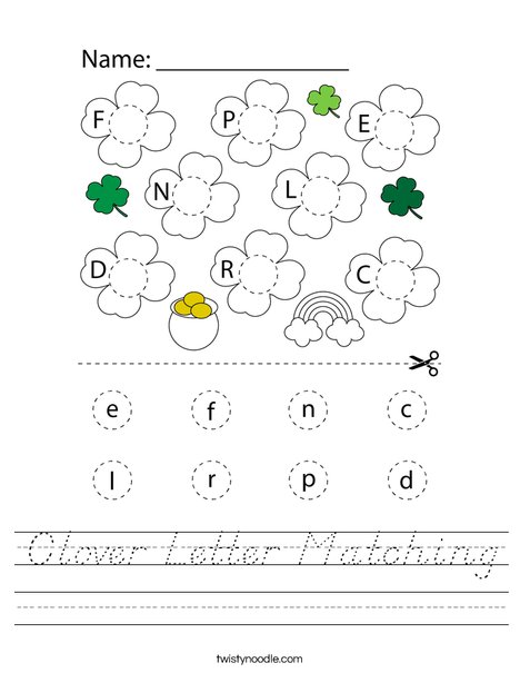 Clover Letter Matching Worksheet