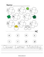 Clover Letter Matching Handwriting Sheet