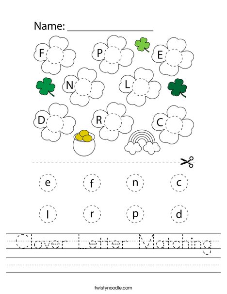 Clover Letter Matching Worksheet Twisty Noodle Clover Letter Matching Worksheet Twisty Noodle