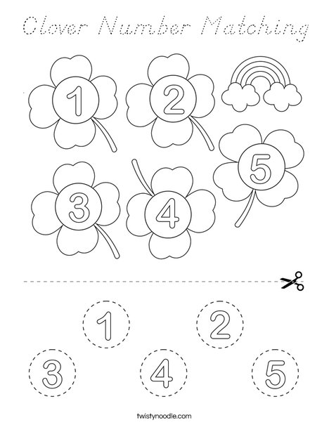 Clover Number Matching Coloring Page