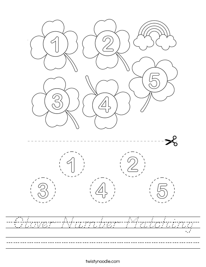 Clover Number Matching Worksheet