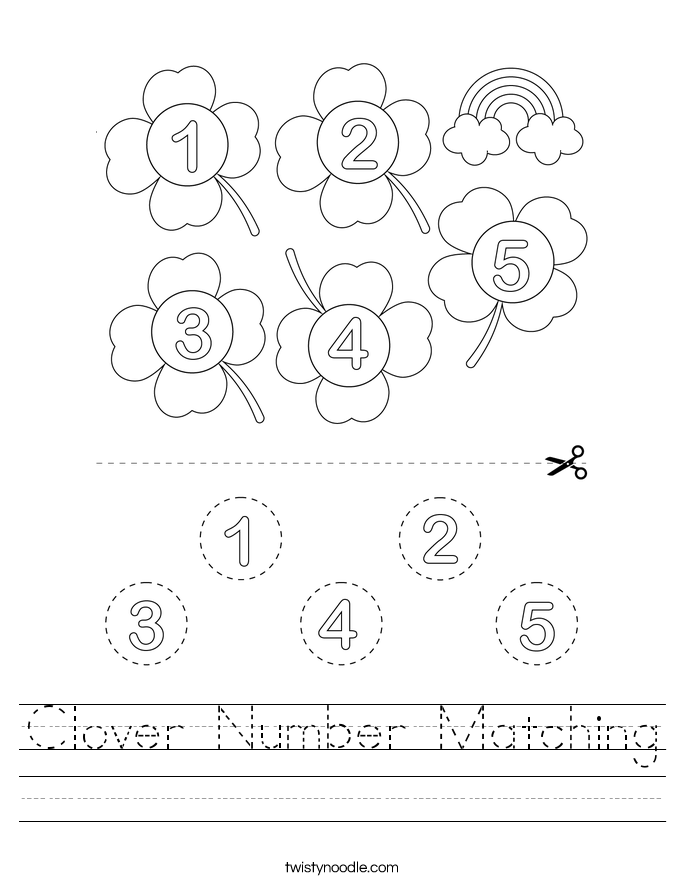 Clover Number Matching Worksheet
