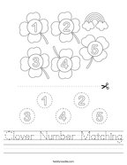 Clover Number Matching Handwriting Sheet