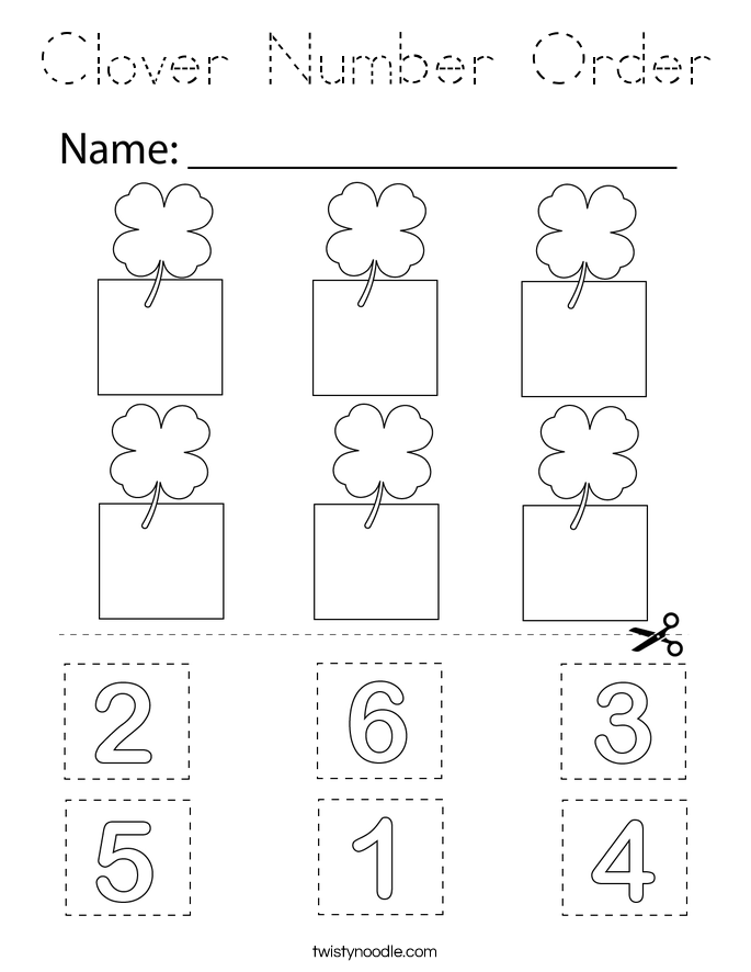 Clover Number Order Coloring Page