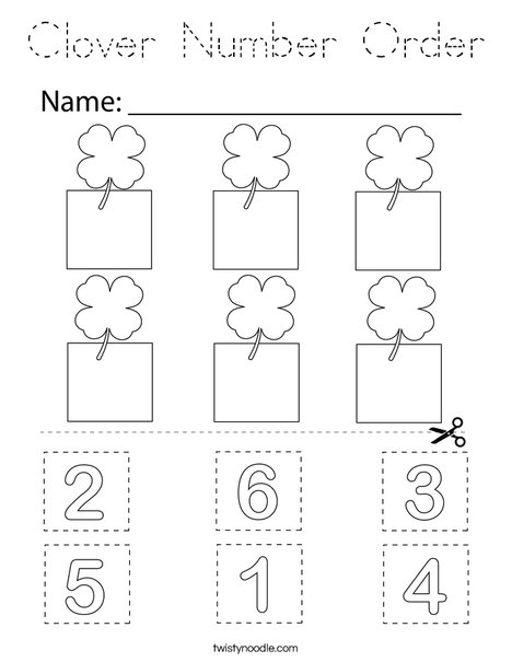 Clover Number Order Coloring Page