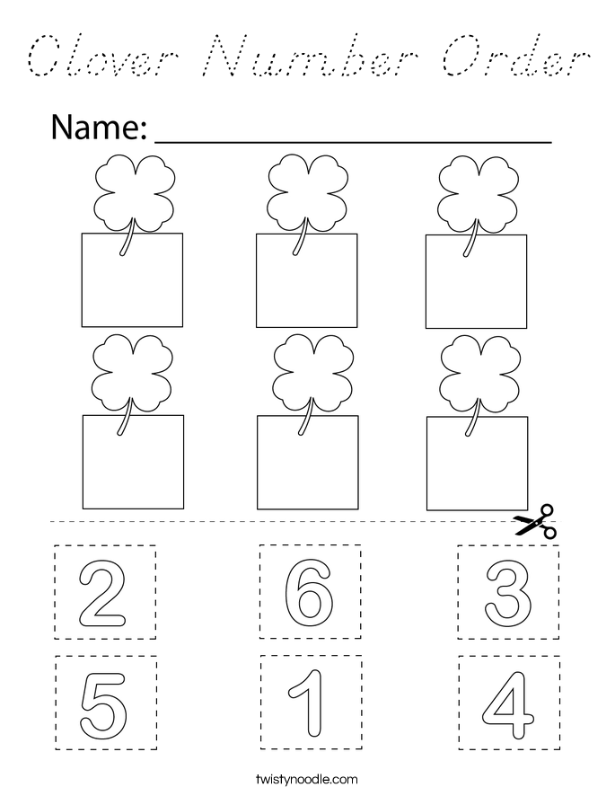 Clover Number Order Coloring Page