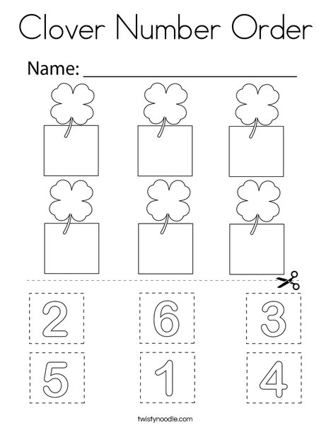 Clover Number Order Coloring Page