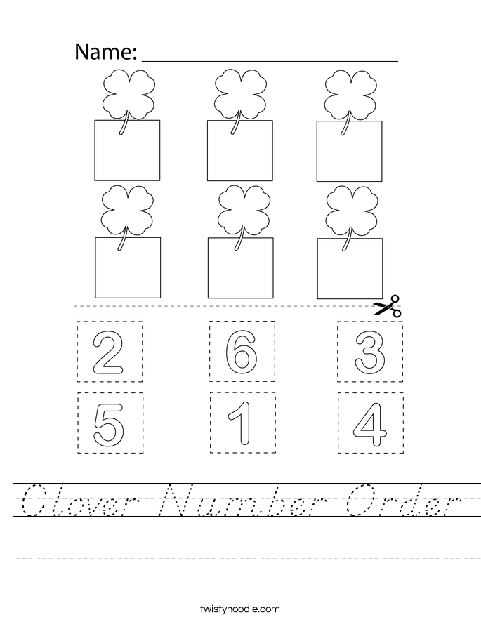 Clover Number Order Worksheet