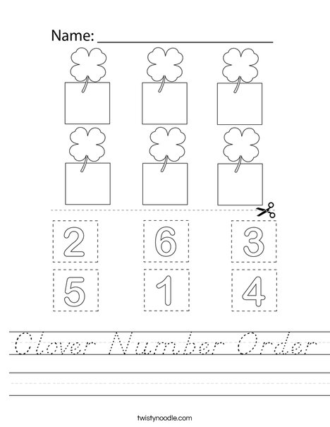 Clover Number Order Worksheet