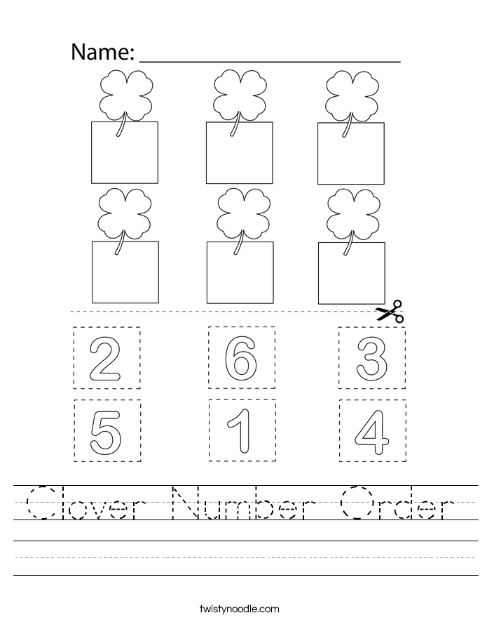 Clover Number Order Worksheet