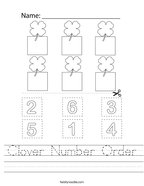 Clover Number Order Handwriting Sheet