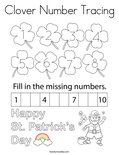 Clover Number Tracing Coloring Page