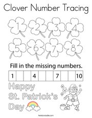 Clover Number Tracing Coloring Page