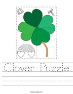 Clover Puzzle Handwriting Sheet