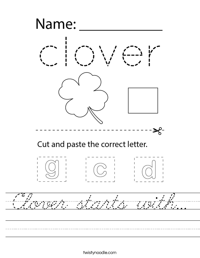 Clover starts with... Worksheet