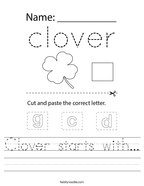 Clover starts with Handwriting Sheet