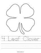 4 Leaf Clover Handwriting Sheet