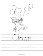 Clown Handwriting Sheet