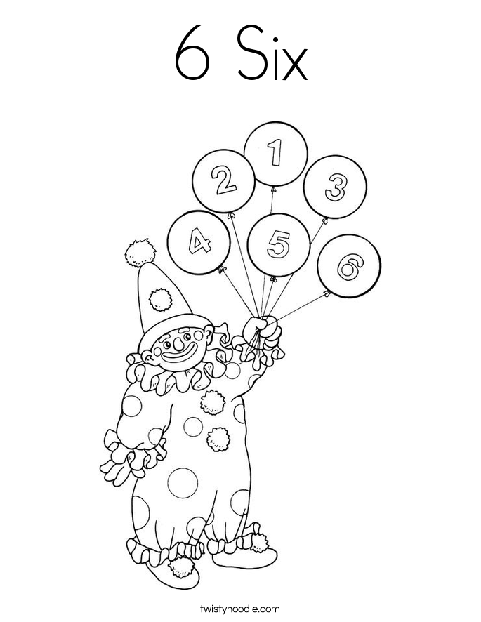 6 Six Coloring Page