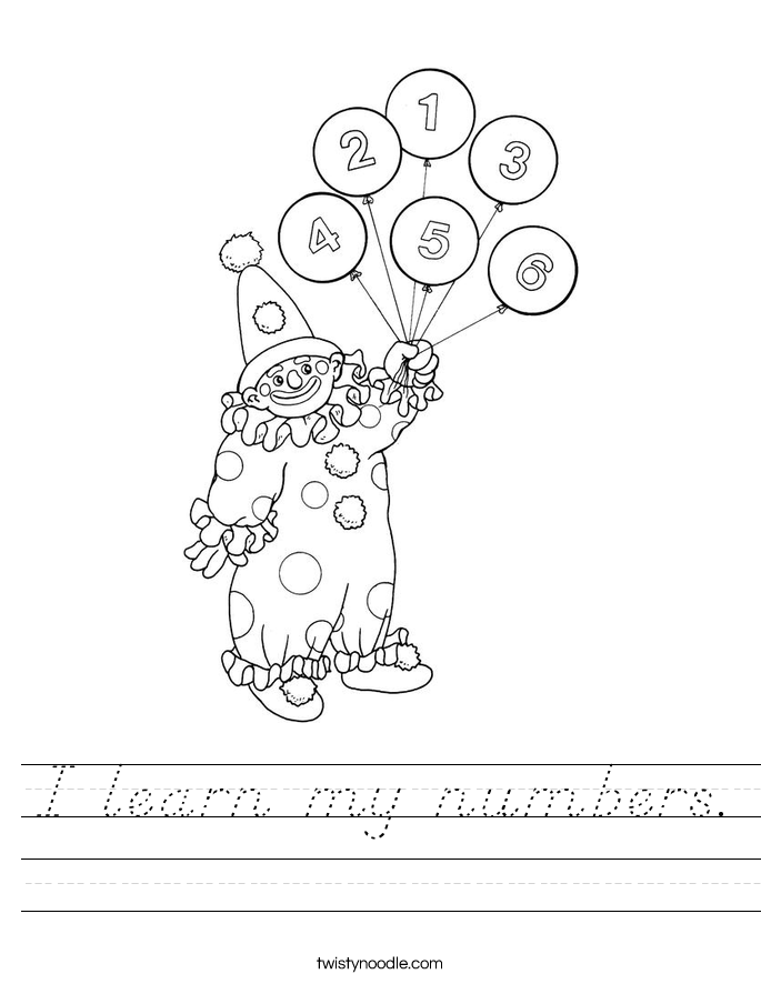 I learn my numbers. Worksheet