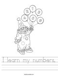 I learn my numbers. Worksheet