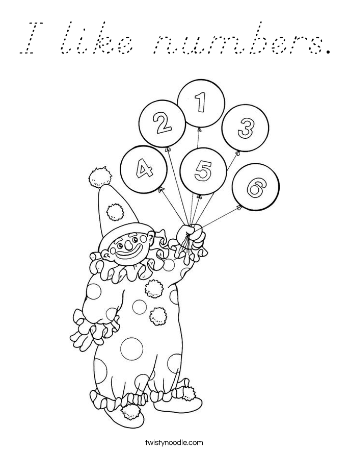 I like numbers. Coloring Page