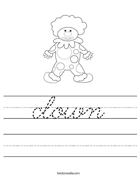 Happy Birthday Clown Worksheet