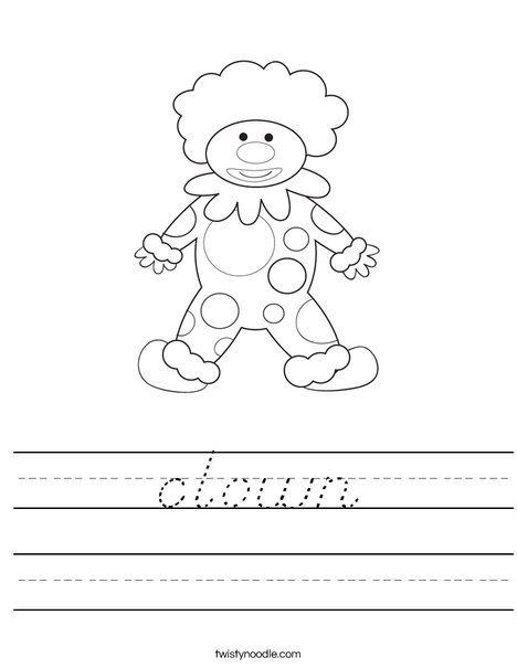 Happy Birthday Clown Worksheet